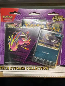 Pokemon TCG Gastly Tech Sticker Collection Ascended Heroes 3 Pack Blister Pack - Image 1
