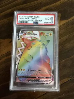2020 Pokemon Sword and Shield Vivid Voltage Secret Rare Pikachu Vmax #188 PSA 10 - Image 1