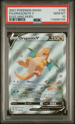 PSA 10 - 2021 Pokemon Evolving Skies DRAGONITE V #192 (6786) - Image 1