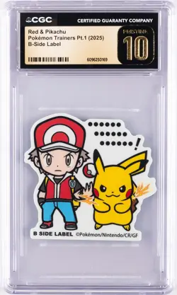 2025 POKEMON TRAINERS PT. 1 B-SIDE LABEL RED & PIKACHU CGC 10 PERFECT - Image 1