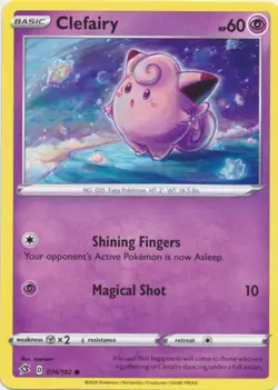 Clefairy 074/192 Regular Common SWSH Rebel Clash 2020 Pokemon TCG Near Mint - Image 1