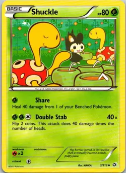 Pokemon MP Shuckle 3/113 Uncommon Black & White 11: Legendary Treasures - Image 1