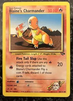 Blaine's Charmander 60/132 Gym Challenge 2000 Regular Common LP Pokemon Card - Image 1