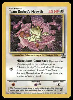 Team Rocket's Meowth 18 Promo Wizards Black Star Promos Pokemon Near Mint - Image 1