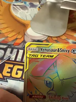 Venusaur & Snivy GX Cosmic Eclipse Secret Rainbow Rare Card 249/236 NM Condition - Image 3
