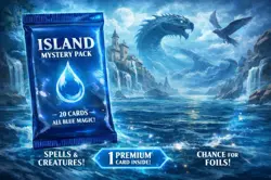 Magic The Gathering 20-Card Themed Mystery Booster Pack Island Mana - Image 1