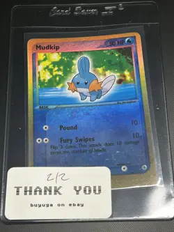 Mudkip 60/109 Reverse Holo Ruby and Sapphire Pokemon Card 2003 2/2 - Image 3