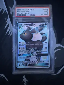 2019 POKEMON SUN & MOON HIDDEN FATES SV69 UMBREON GX SV69/SV94 PSA 9 - Image 1