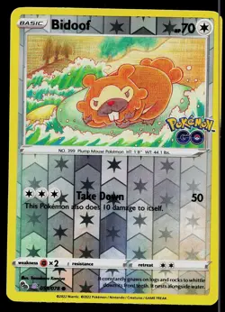 Pokemon Card Pokemon GO Bidoof 059/078 Common Reverse Holo Peelable Ditto - Image 1