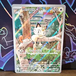 Pokemon TCG Meowth 106/094 Phantasmal Flames Illustration Rare Holo 70 HP Basic - Image 1