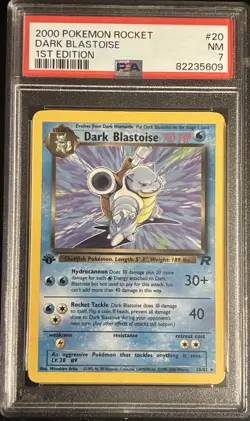 Pokemon Dark Blastoise 1st Edition Team Rocket 20/82 Rare PSA 7 English 2000 - Image 1