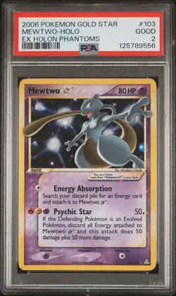 2006 POKEMON EX HOLON PHANTOMS GOLD STAR #103 MEWTWO-HOLO PSA 2 - Image 1
