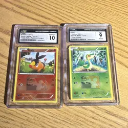 Pokemon TCG Snivy Error And Tepig CGC Graded Black And White - Image 1