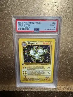 1999 Pokemon TCG Fossil 1st Edition Magneton Non-Holo Card PSA 9 Mint 26/62 - Image 1