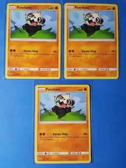 4x Pancham 72/145 Pokemon card SM Guardians Rising common NM - Image 1