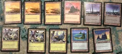 MTG-Urza’s Saga Basic Land Cards - Lot of 11 1998 French Lands Set - Image 1