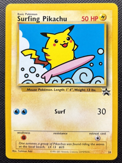 Surfing Pikachu Black Star Promo 28 Pokemon League NM 2001 - Image 1