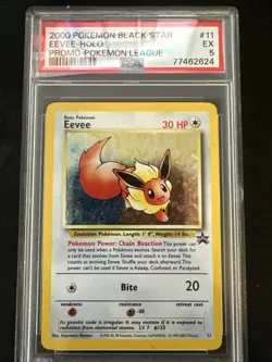 2000 POKEMON PROMO BLACK STAR POKEMON LEAGUE #11 EEVEE-HOLO PSA 5 - Image 1