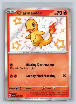 Pokemon Card Charmander 109/091 Paldean fates Baby Shiny Holo Rare - Image 1