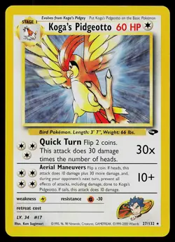 Pokemon Card - Koga's Pidgeotto Gym Challenge 27/132 Rare - Image 1