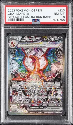 2023 POKEMON OBF EN-OBSIDIAN FLAMES SPECIAL ILLUSTRATION RARE CHARIZARD EX PSA 8 - Image 1