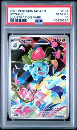 2025 POKEMON MEG EN-MEGA EVOLUTION ILLUSTRATION RARE 134/132 IVYSAUR PSA 10 - Image 1