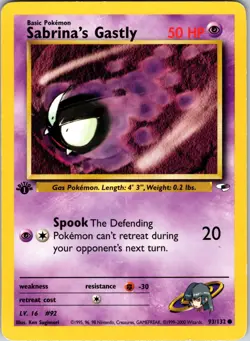 Sabrina's Gastly 093/132 Gym Heroes Pokemon LP 1st Edition - Image 1