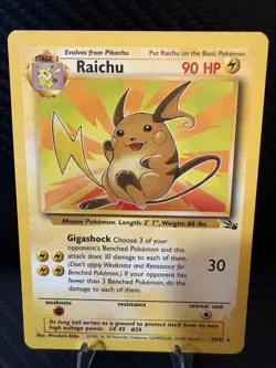 Raichu 29/62 Fossil Non Holo Rare 1999 WOTC Vintage Pokemon Card MP - Image 1