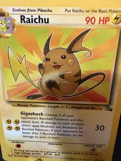 Raichu 29/62 Fossil Non Holo Rare 1999 WOTC Vintage Pokemon Card MP - Image 2