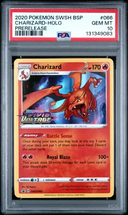 2020 POKEMON SWSH BLACK STAR PROMO PRERELEASE #066 CHARIZARD-HOLO PSA 10 - Image 1