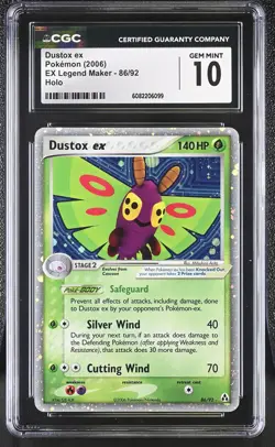 CGC 10 GEM MINT Dustox ex 2006 EX Legend Maker 86/92 Holo Pokemon Card - Image 1