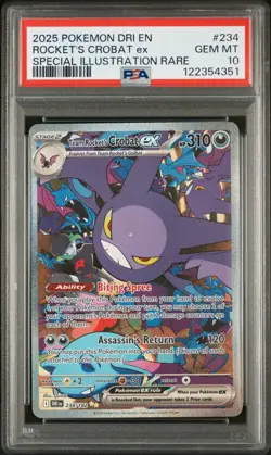 Pokemon S&V Destined Rivals #234 SIR Team Rocket's Crobat ex PSA 10 Gem Mint - Image 1