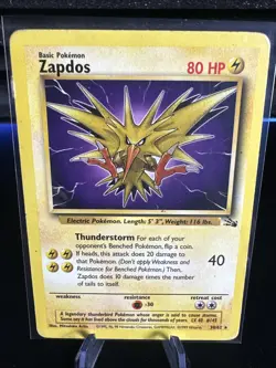 Pokemon TCG Zapdos 30/62 Fossil Unlimited Non-Holo Rare - Image 1