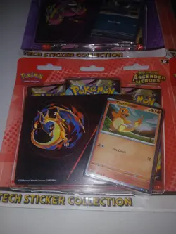 4 Pokemon Mega Evolution Ascended Heroes Tech Sticker packs 3 Charmander 1Gastly - Image 3