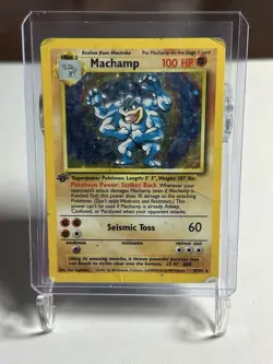 Pokemon TCG Machamp Base Set 1st Edition 8/102 Cosmos Holo - Image 1