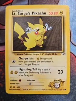Lt. Surge's Pikachu - Pokemon TCG - Gym Heros - 81/132 - Moderately Played - Image 1