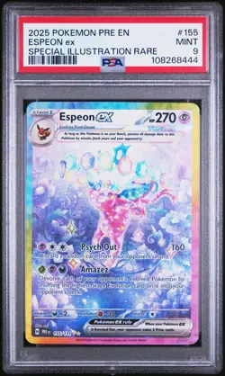 2025 Pokemon Pre EN-Prismatic Evolutions Espeon EX SIR PSA 9 #155 - Image 1
