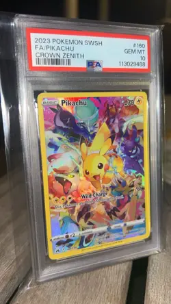 2023 POKEMON SWORD & SHIELD CROWN ZENITH #160 FULL ART/PIKACHU PSA 10 - Image 1
