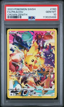 2023 POKEMON SWORD & SHIELD CROWN ZENITH #160 FULL ART/PIKACHU PSA 10 - Image 3