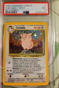 1999 Pokemon Jungle Clefable No Symbol Holo Foil #1 PSA 7.5 Vintage WOTC Error - Image 1