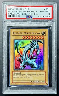 2004 Yugioh Kaiba Evolution BLUE-EYES WHITE DRAGON SKE-001 1st Edition PSA 8 - Image 1