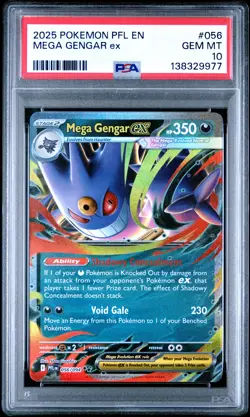 2025 POKEMON PFL EN-PHANTASMAL FLAMES #056 MEGA GENGAR EX PSA 10 - Image 1