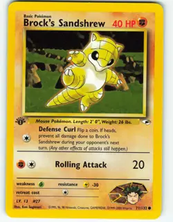 Brock's Sandshrew - 1st Edition - 71/132 Gym Heroes- WOTC - Pokemon TCG - 2000 - Image 1