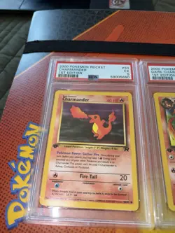 LOT Pokemon Rocket 1st Edition Dark Charizard/Dark Charmeleon/Charmander (PSA 5) - Image 3