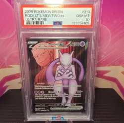2025 POKEMON DRI EN-DESTINED RIVALS ULTRA RARE TEAM ROCKET'S MEWTWO EX PSA 10 - Image 1