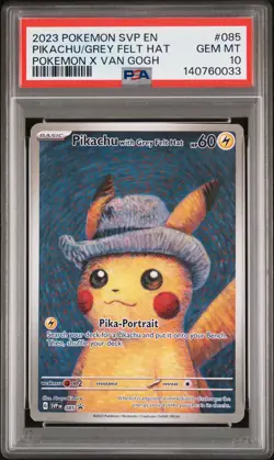 2023 POKEMON SVP EN-SV BLACK STAR PROMO #085 PIKACHU WITH GREY FELT HAT PSA 10 - Image 1