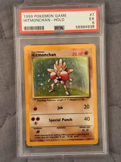 1999 POKEMON GAME #7 HITMONCHAN-HOLO PSA 5 - Image 1