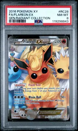 2016 POKEMON GENERATIONS RADIANT COLLECTION FLAREON EX #RC28 PSA 8 NM #119298843 - Image 1