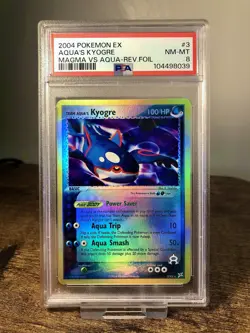 2004 Pokemon TCG EX Team Magma Vs Aqua Kyogre Reverse Holo 3/95 PSA 8 - Image 1