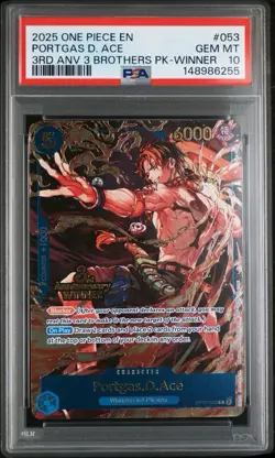 2025 ONE PIECE 3RD ANV TOURNAMENT 3 BROTHERS PACK WINNER PORTGAS D. ACE PSA 10 - Image 1